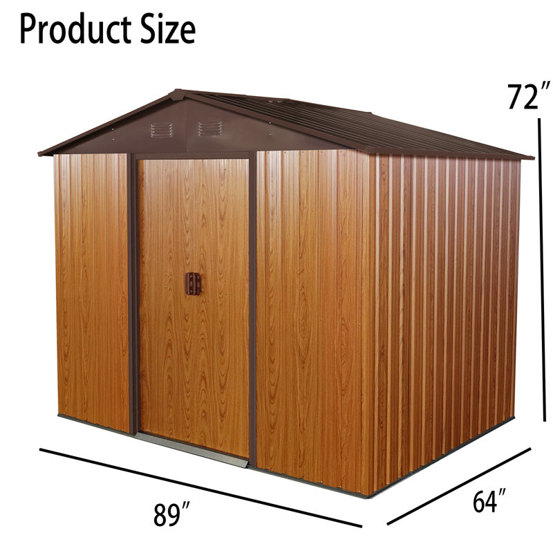 Remise de rangement en métal, P 119,28 po x H 74,76 po, Brun
