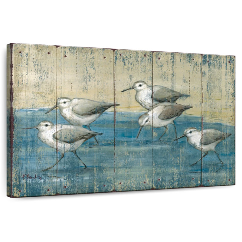 Sandpipers patiné à l'huile, H 8 po x l 12 po