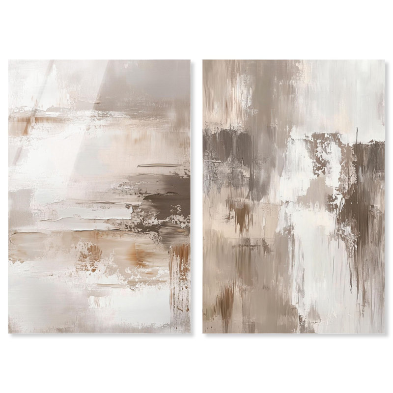 Ensemble de décorations murales abstraites à impression acrylique duo Stonewashed Tones par Art Remedy, prêt à accrocher, 16 x 24
