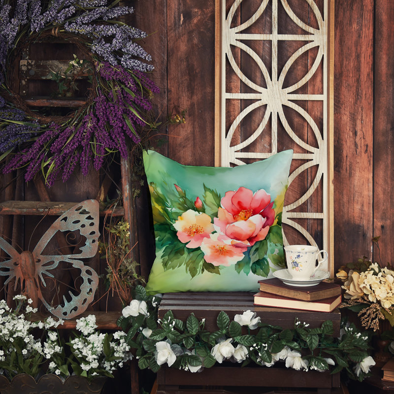 Coussin Georgia Cherokee Rose, Carré 14 po