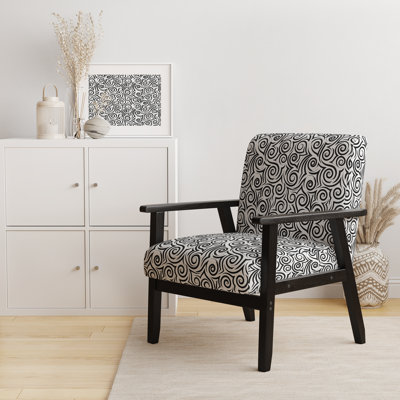 Fauteuil d'appoint rembourré à motif géométrique Black Curls