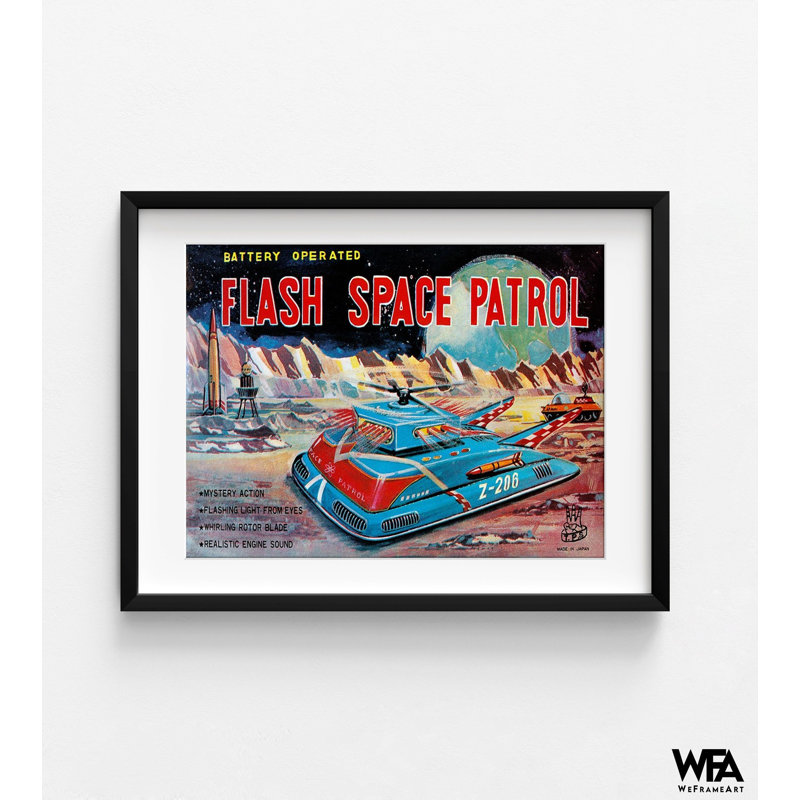 Flash Space Patrol par Retrotrans, impression d'affiche rétro espace profond, art mural rétro rétro, décoration de salle de jeu rétro vaisseau spatial lune