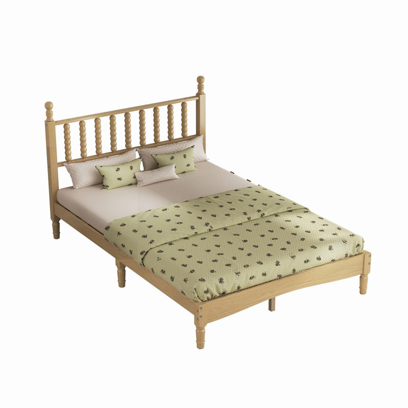 Lit standard en bois massif Auriel, Lit double, Naturel
