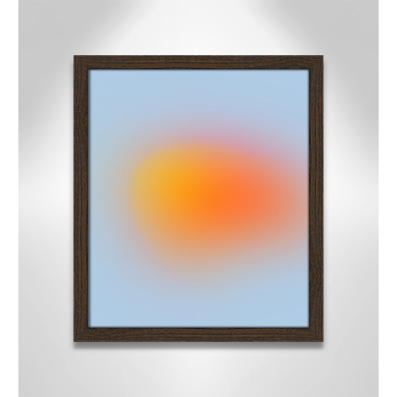 " Neon Orange Glow " by My Mind, Walnut Slim Unmatted Picture Framed, 15" H x 13" W x 1.25" D  