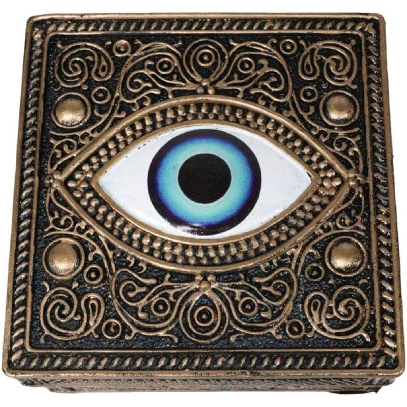 Boîte décorative carrée de bon augure avec des symboles sacrés