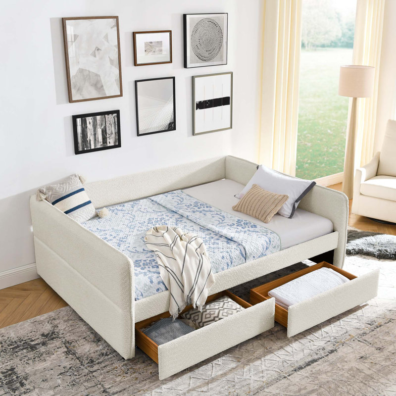 Daybed: tufted sofa bed, Beige, Queen