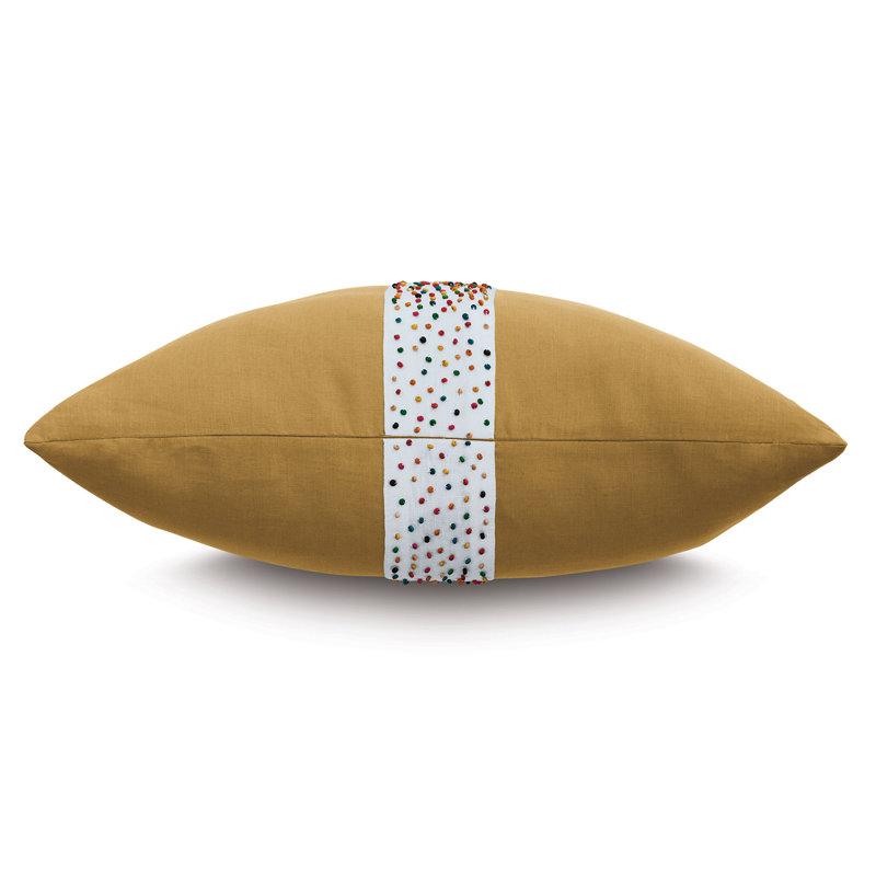 Confection Appliqued Linen Reversible Throw Pillow