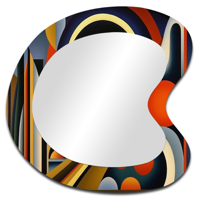 Circular Retro Dynamics III - Art abstrait géométrique en métal - Miroir mural moderne et irrégulier, 27 po x 27 po