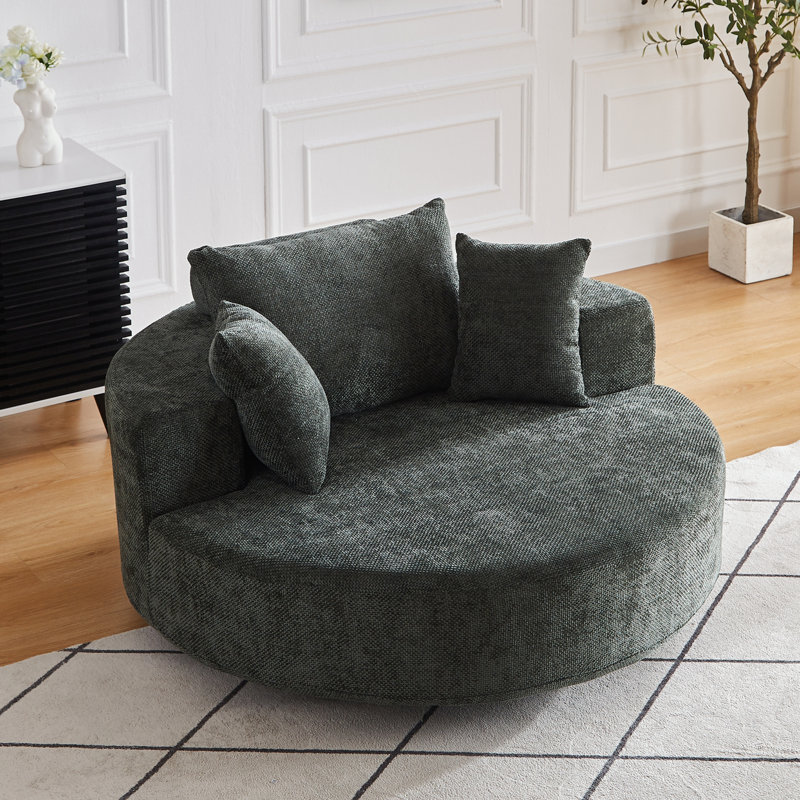 Canapé simple pivotant en chenille avec coussin moelleux, Vert