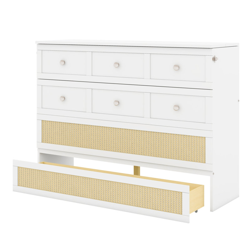 Murphy Bed With Large Drawers, White
