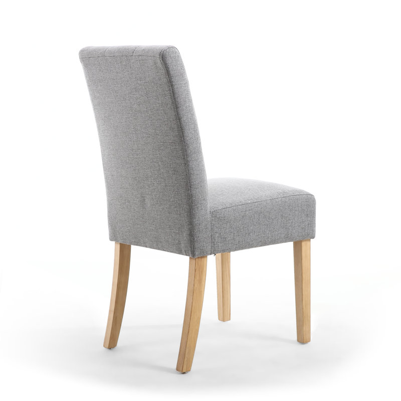 Richland 49 cm H Tufted Upholstered Dining Chair, Silver Grey Linen Effect, Natural