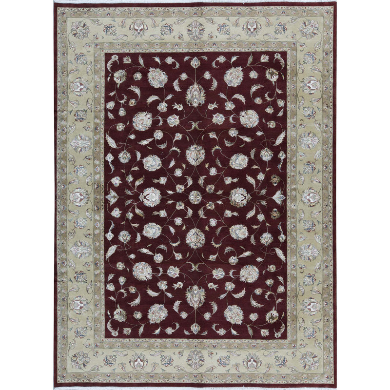 Tapis rouille et doré de haute qualité noué à la main