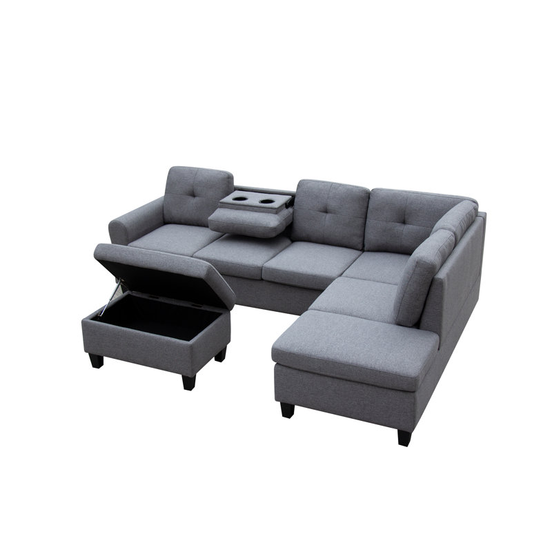 Stumbaugh Upholstered L-Shaped Sectional Reversible