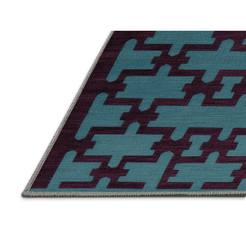 Tapis brun treillis lavable à la machine, Carré 6 pi