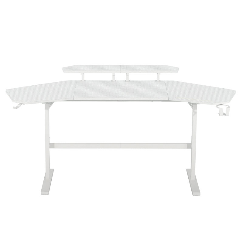 Game table with bookshelf and accessory shelf, White