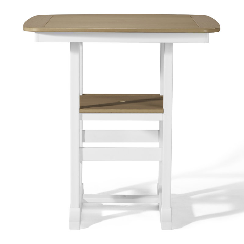 Table de comptoir carrée 37 po Featherstone, blanc, H 36,75 po x l 36,75 po x P 36,75 po, Beige / Blanc