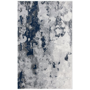 Drury Looped/Hooked Navy Blue Rug