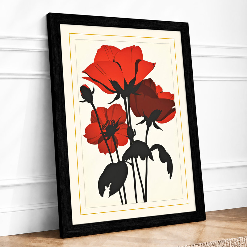 Red Roses In Black Botanical - Print, Black, A3 - 42.0 x 29.7 cm