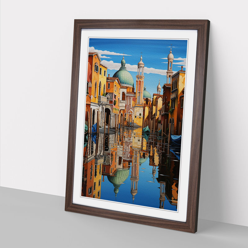 Venice Hard Edge Painting Art - Framed Print, 34cm H x 25cm W, Walnut Framed