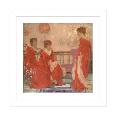 Harmonie en couleur chair et rouge - reproduction d'art murale - papier d'art encadré