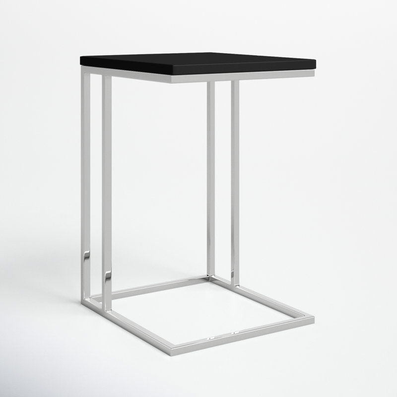 Hampshire End Table, Black Top/Silver Base
