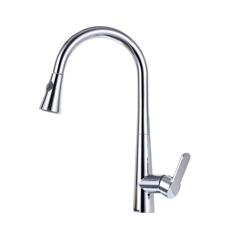 Topcraft Single Handle Single Hole Pull Down Kitchen Sink Faucet, Chrome