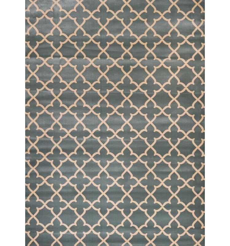 Tapis intérieur / extérieur bleu / beige Alanson Ikat, Rectangle 8 pi x 10 pi