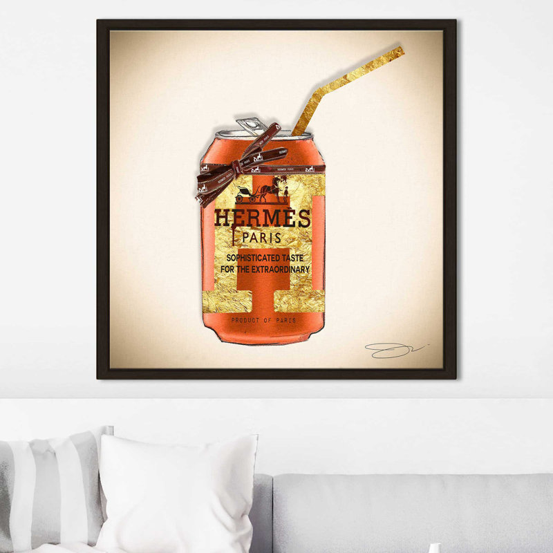 «Hermes Soda Can (Square)» par By Jodi - impression, Cadre flottant espresso, H 27,5 po x l 27,5 po x P 2 po