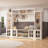 Starlin 102" Wide Entryway Hall Tree With Multi Shelves And Glass Door Cabinets-1466056615