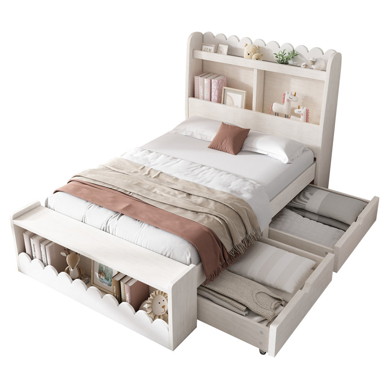 Auvianna Bed with 2 Drawers and Bench, 90 x 190cm