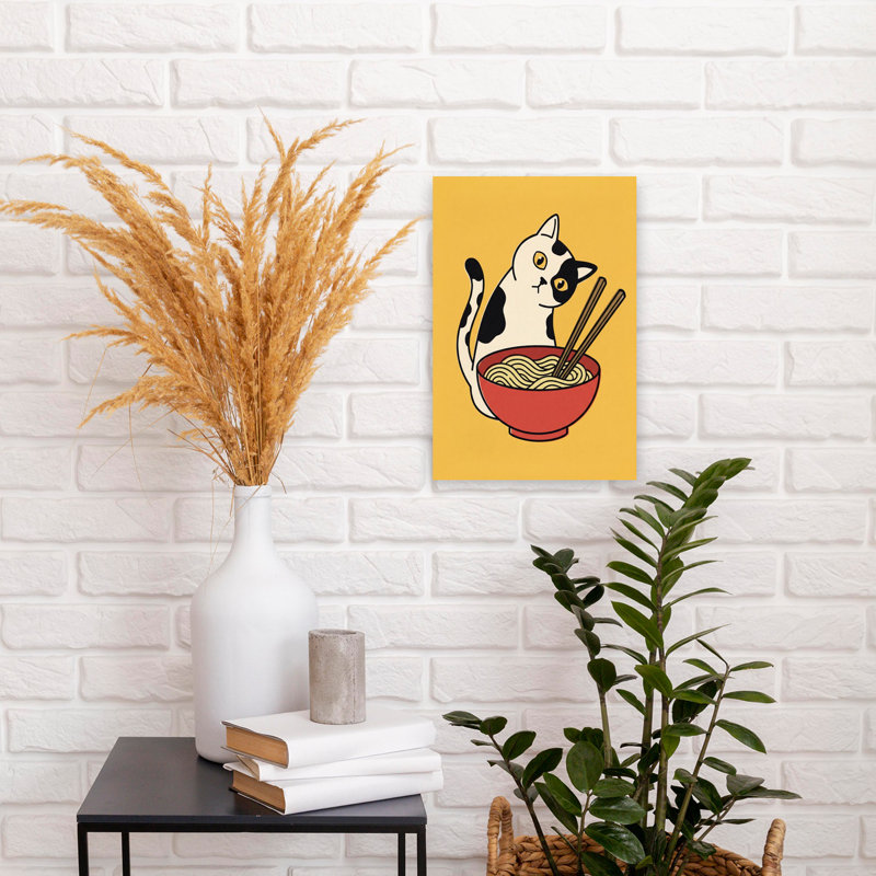 «Curious Cat Ramen», art mural contemporain, H 18 po x l 12 po