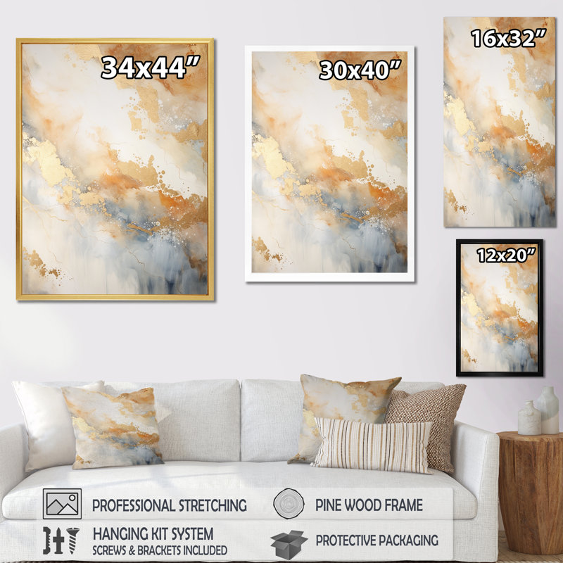 Géode de marbre magique doré et blanc IV - art mural abstrait_106517, Cadre flottant noir, H 44 po x l 34 po x P 1,5 po