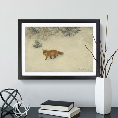 Fox in the Snow Vol.8 by Bruno Liljefors - Picture Frame Painting
