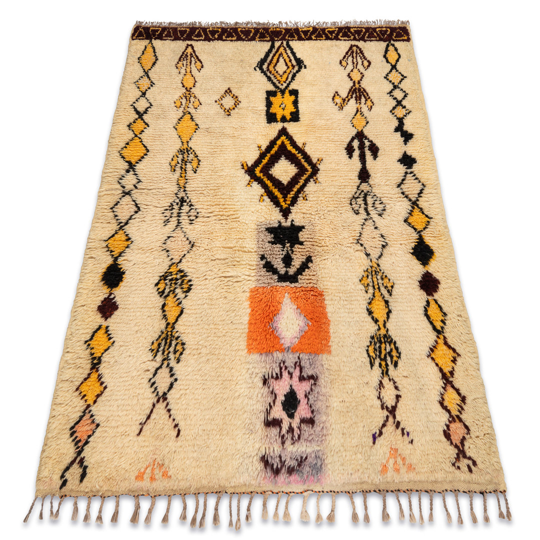 BERBER-Teppich Boujaad Handgewebt Aus Marokko, Boho - Beige / Gelb 140X185 Cm