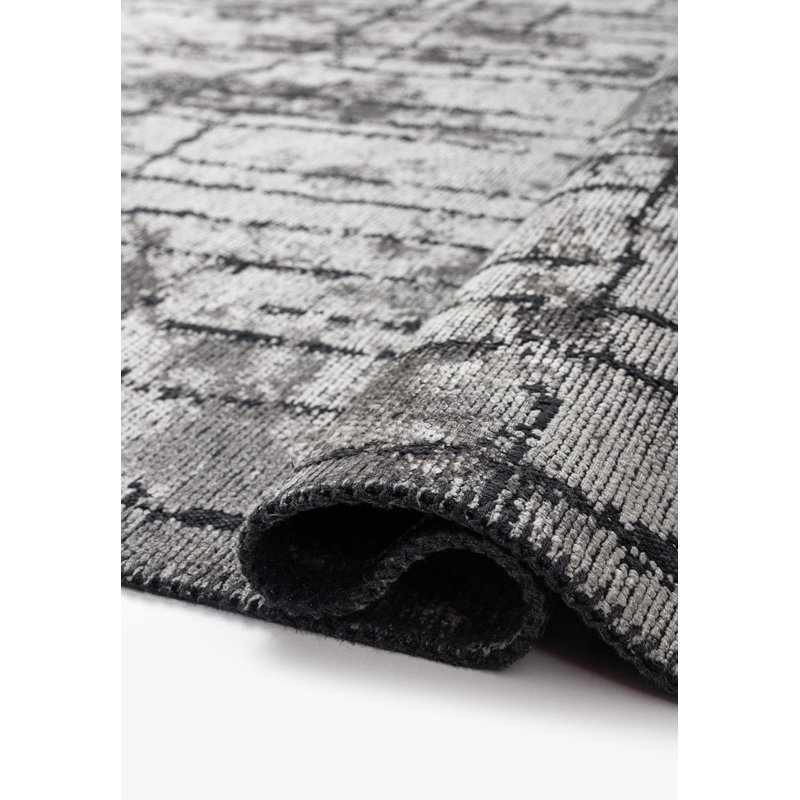 Rapture Abstract Area Rug in Gray, Square 9'