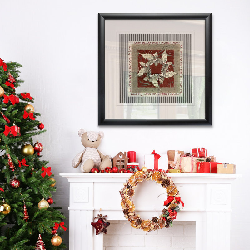 «Burlap Wreath», impression, Blanc / aubergine / banane / brun clair / rouge br, H 17,5 po x l 17,5 po x P 1,5 po