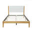 Structure de lit plateforme Mid-Century moderne avec tête de lit tapissier, support de lattes en bois massif, aucun sommier requis, assemblage facile, pleine grandeur, naturel-129195171-129195168