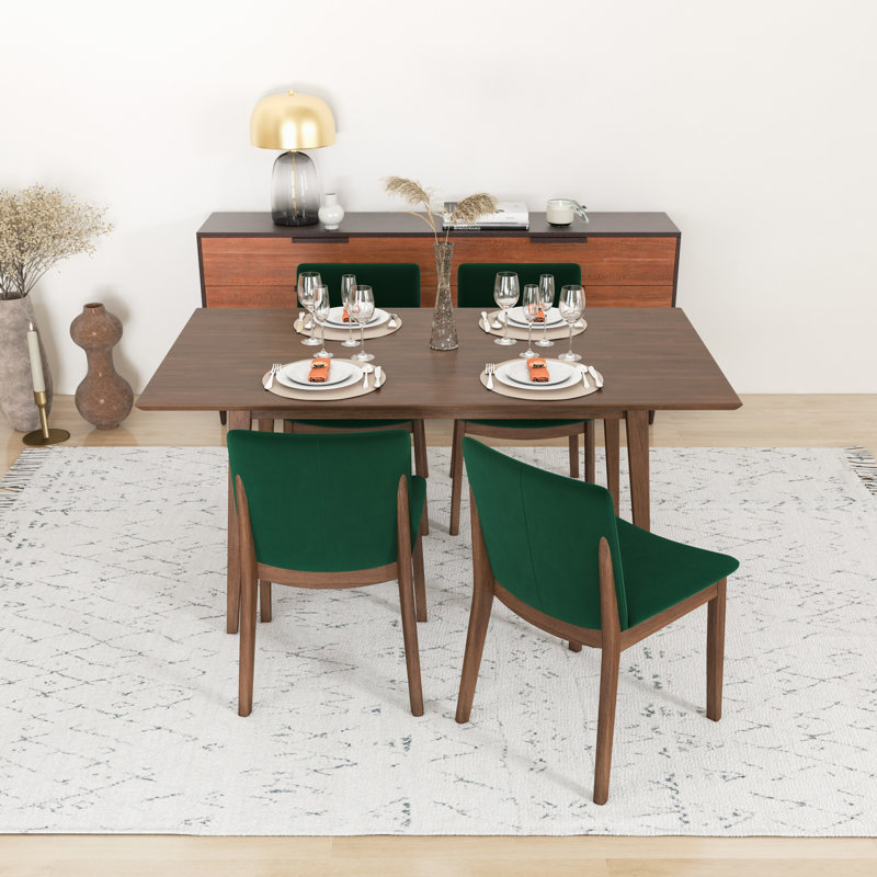 Ensemble repas pour 4 personnes Dipson, Noyer, Vert