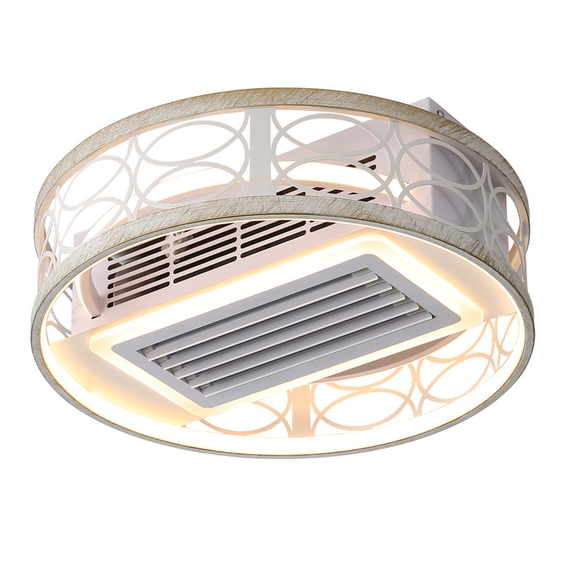 Ventilateur de plafond sans lame à profil bas de 20 po avec télécommande Bluetooth Lebern, structure de pale pivotante