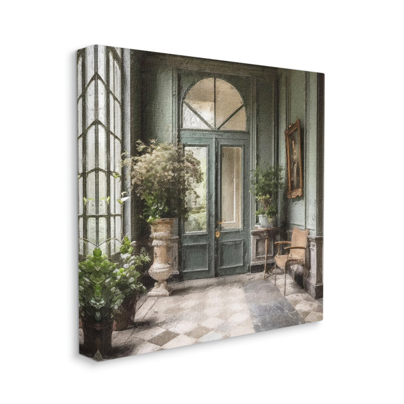 Green French Architecture Canvas Wall Art, 17" x 17"