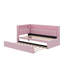 Lit plateforme tapissier simple avec ports USB, détails DEL et lit gigogne escamotable-289662247