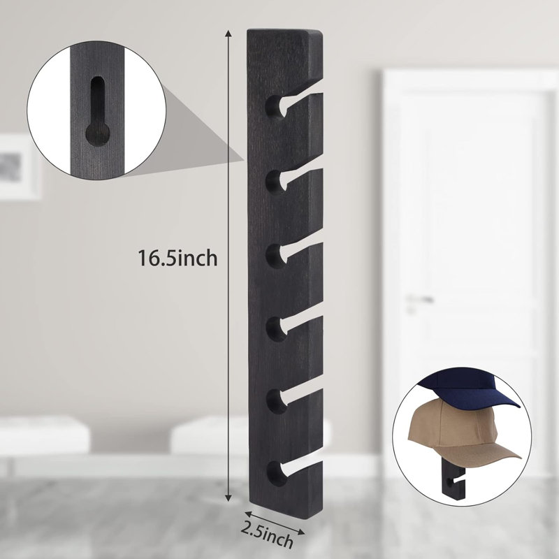 Modern Wooden Wall Hat Rack Organizer 2-Pack, Grey