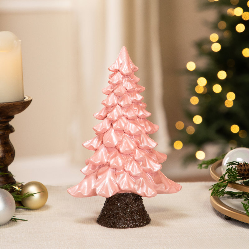 Décoration de Noël en forme de perle glacée irisée Downswept - 9,25 po - rose
