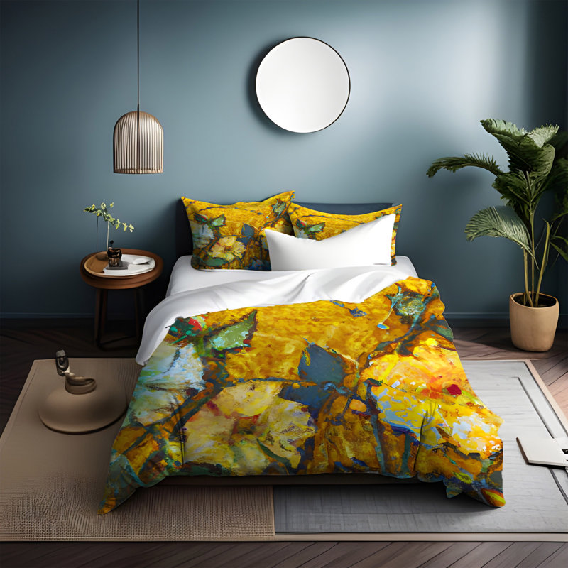 Duvet Cover, King Duvet Cover + 2 King Shams, Yellow/Green/Blue
