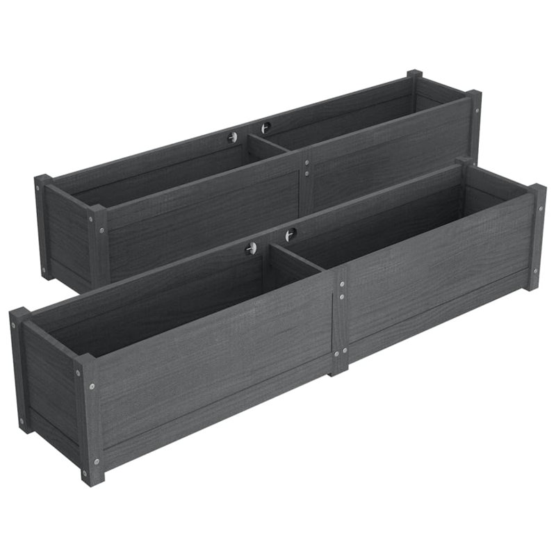 Red Barrel Studio Garden Raised Beds 2 Pcs White 59.1"X12.2"X12.2" Solid Wood Pine, gris