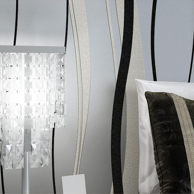 Papier peint moderne non tissé à rayures modernes pour le salon, la chambre à coucher, l'arrière-plan de la télévision - facile à installer, matériau écologique, texture améliorée et durabilité