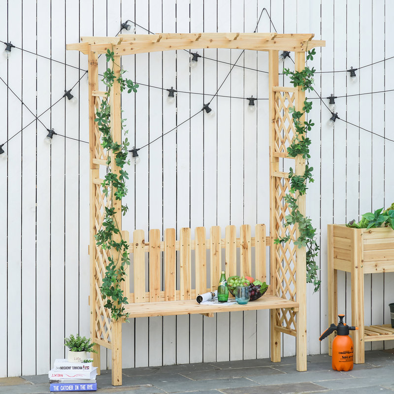 Tonnelle de jardin en bois exceptionnelle avec banc pour la croissance des plantes et la décoration du patio
