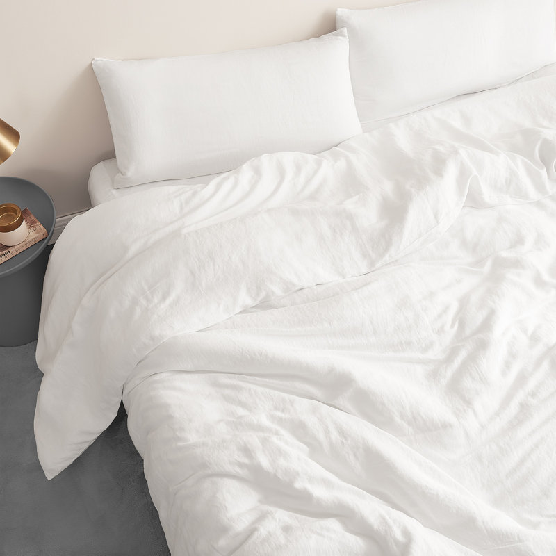 Housse de couette surdimensionnée en lin et viscose Belge, Housse de couette pour grand lit, Blanc