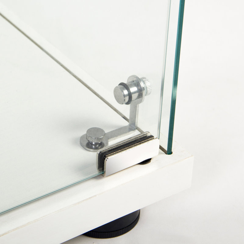 Two Door Glass Cabinet Glass Display Cabinet With 3 Shelves, White