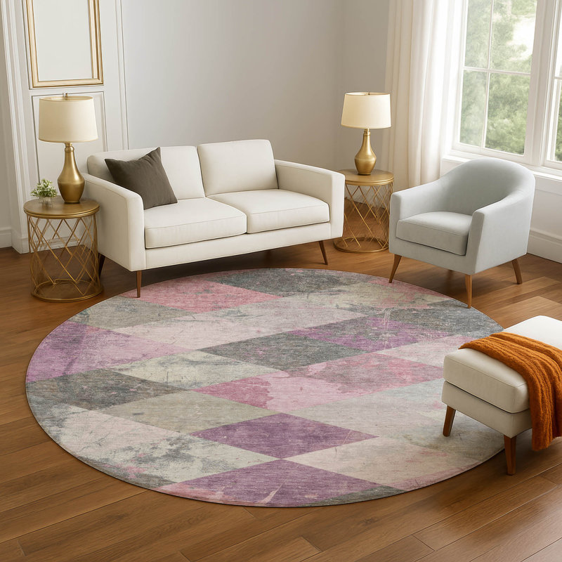 Premium Machine Washable Millbrook AMF1956 Geometric Rug, Round 8'